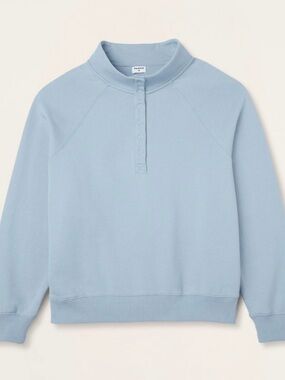 PARKE Light Blue Mock-Neck Button Pullover